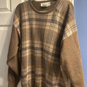 Men's Clan Douglas Brown Plaid Merino Wool Sweater